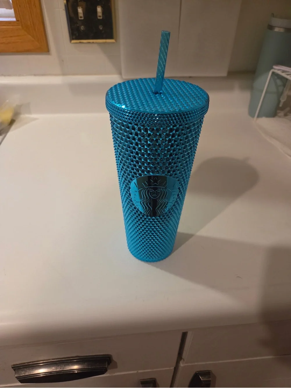 Starbucks Blue Splash Chrome Studded cold cup
